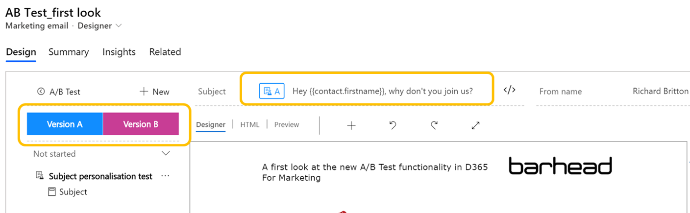 Quick Look: A/B Testing In Dynamics365 For Marketing - Barhead Solutions