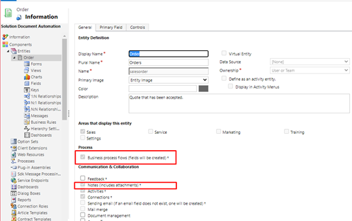 Solution Document Automation with Notes ticked