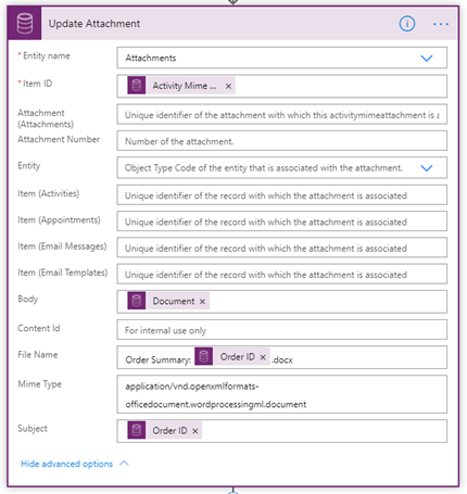 Update Attachment Action