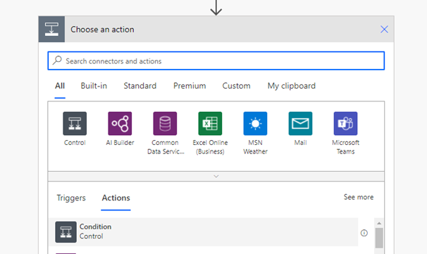 Add new Step with Condition under Actions tab