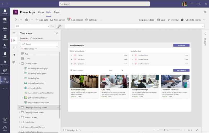 Power Apps Studio in Dataverse for Microsoft Teams