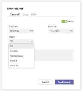 Microsoft Teams Shifts Time Off