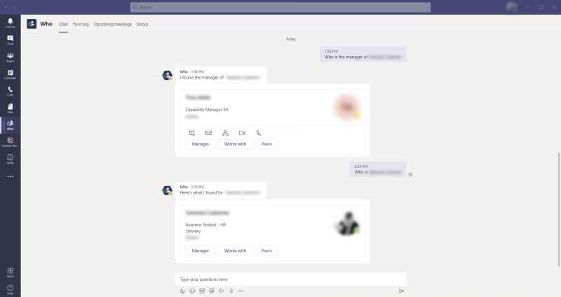 Who manager app on Microsoft Teams