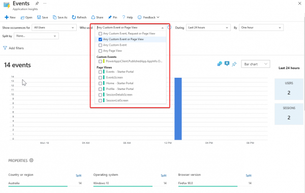 Microsoft Power Platform telemetry application insights